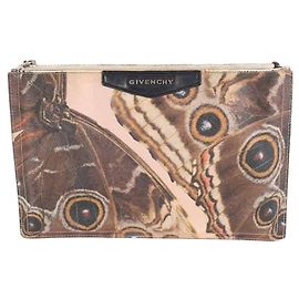 Givenchy Brown leather clutch Brown