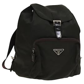 PRADA Backpack Nylon Khaki Silver Auth 140623 Silvery Khaki