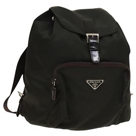 PRADA Rucksack aus Nylon Khaki Silber authentisch 140623 Silber Khaki