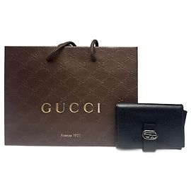 Vintage Gucci Lederkartenetui Schwarz Schwarz