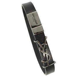 Pulsera Cassandra de metal negro SAINT LAURENT Auth yk19459 Negro