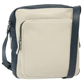 PRADA Shoulder Bag Leather White Blue Silver Auth bs29256 Silvery White Blue