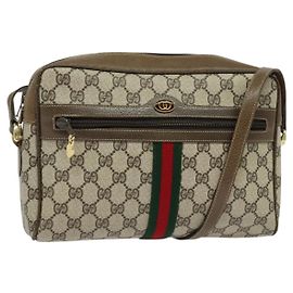Borsa a Spalla GUCCI GG Supreme Web Sherry Line PVC Beige Oro Rosso Auth ep10859 Rosso Beige D'oro