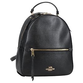 Mochila de couro Coach dourada preta Auth 134985 Preto Dourado
