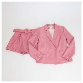 Ensemble blazer rose à simple boutonnage et short mini ceinturé Claudie Pierlot Rose