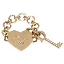 Bague en forme de cœur et de clé plaquée or jaune Christian Dior Taille 7 Doré