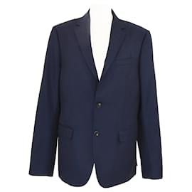 Autre Marque-Z Zegna Navy Blue Blend Wool Single Breasted Blazer-Navy blue