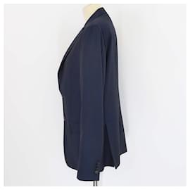 Autre Marque-Z Zegna Navy Blue Blend Wool Single Breasted Blazer-Navy blue