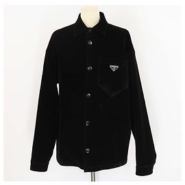 Schwarze Samtjacke mit Prada-Plakettenlogo Schwarz