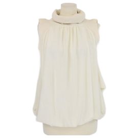 Giambattista Valli Cream Wool Sleeveless Turtleneck Sweater Cream