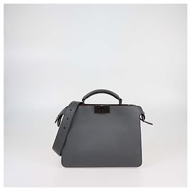 Fendi Dark Grey Leather Mini Peekaboo IseeU Top Handle Bag Dark grey