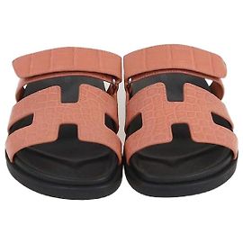 Hermès Hermes Rose Bois De Santal Alligator Chypre Flat Sandals Other