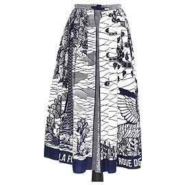 Falda midi de algodón impresa azul/blanco roto La Roque De La Fortune de Christian Dior Azul Blanco roto