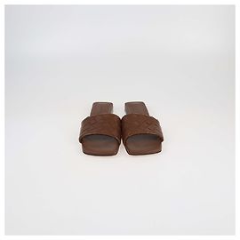 Bottega Veneta Brown Intrecciato Leather Parco Flat Mules Brown