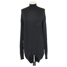 Schwarzer Rippenstrick-Silk-Turtleneck-Pullover von Balenciaga Schwarz