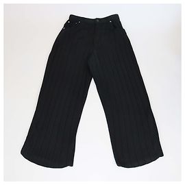 Balenciaga Black Rib Knit Silk Baggy Pants Black