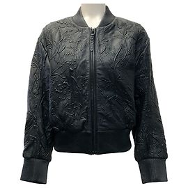 Autre Marque Munthe Black Leather Embossed Ferril Jacket Black