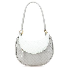 Bolsa Gemelli Bicolor em Couro de Cordeiro Cinza da Bottega Veneta Marrom Cinza