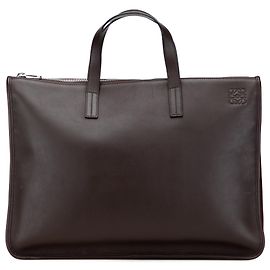 LOEWE Briefcase Toledo in pelle marrone con anagramma Marrone Marrone scuro