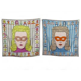 Hermès NUEVO BUFANDA HERMES DRESS CODE DOBLE CARA DANIEL CLOWES GRIS SEDA BUFANDA Gris