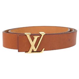 Cinto Santur LV Initial Masculino da Louis Vuitton Marrom Dourado