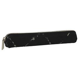 CHANEL Estuche de Viaje de Nylon Negro Plata CC Auth 142341 Negro Plata