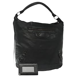 Balenciaga-BALENCIAGA The Day Shoulder Bag Leather Black 140442 Auth ep10173-Black