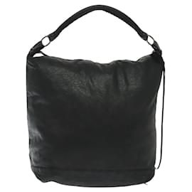 Balenciaga-BALENCIAGA The Day Shoulder Bag Leather Black 140442 Auth ep10173-Black