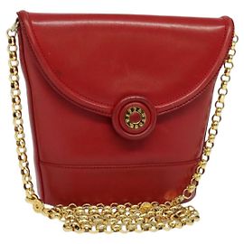 Autre Marque Bolsa de ombro em corrente de couro vermelho e dourado Auth 142218 da TIFFANY&Co. Vermelho Dourado