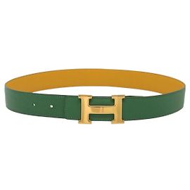 Hermès Cinto HERMES Constance H de couro 33,5"" verde Auth 141710V Verde