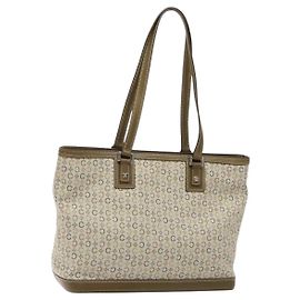 Céline Celine Vintage Macadam Shoulder Bag Canvas Small Khaki