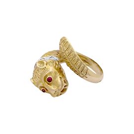 Zolotas Ring, "Lion Head" in two golds, diamonds, and rubies. Other