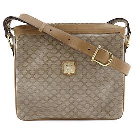 Céline Bolsa de ombro Celine Macadam em couro PVC Bege