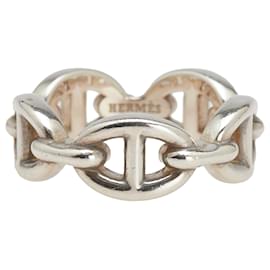 Hermès-Bague Enchaînée Chaine d'Ancre en Argent Sterling Hermès-Argenté