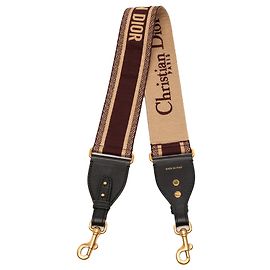 Dior Red Canvas Logo Embroidered Shoulder Strap Brown Red