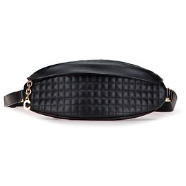 Céline Celine Gürteltasche aus schwarzem, gestepptem Kalbsleder mit C Charm Schwarz
