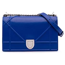 Dior-Dior Blue Medium Lambskin Diorama Flap-Blue