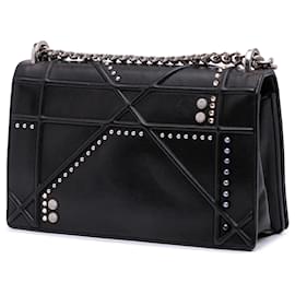 Dior-Dior Black Medium Studded Lambskin Diorama Flap-Black