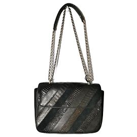 Bolso Claris Virot Ava Patchwork de Pitón Negro Negro
