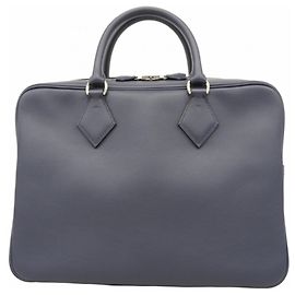 Hermès Hermes Plume Strap Evergrain Briefcase Blue