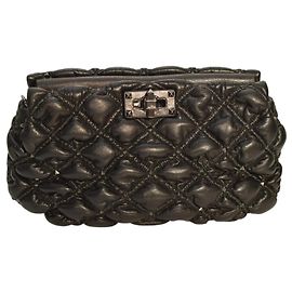 Valentino Garavani Nappa Spikeme Rockstud Clutch Black quilted leather Black