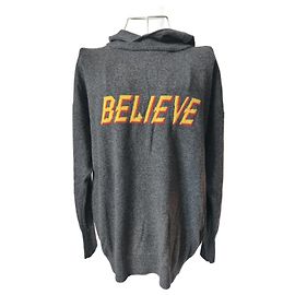 Sudadera con capucha Sandro Believe de lana y cachemira Amarillo Gris antracita