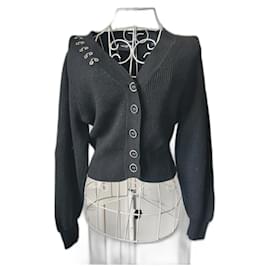The Kooples Schwarze Kooples-Weste Schwarz Silber Hardware