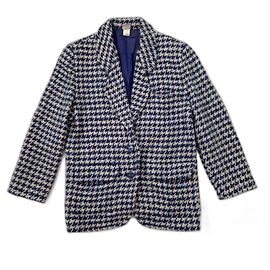 Krizia houndstooth vintage wool coat from the 80s Black White