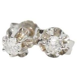 Autre Marque Orecchini antichi in oro 14 carati e diamanti naturali 2X0,09 carati Argento