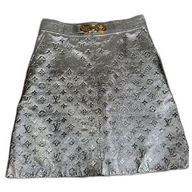 Louis Vuitton Ghesquière Leather Skirt – 2021 Collection Silvery