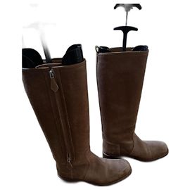 Bottes Hermès Style Cavalier Beige Daim 38.5 Beige