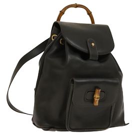 GUCCI Bamboo Backpack Leather Outlet Khaki Gold 003 3444 0030 Auth BA5469 Golden Khaki