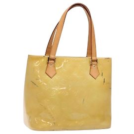 LOUIS VUITTON Bolso de Mano Monogram Vernis Houston Beige M91004 LV Auth BA5330 Beige