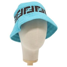 FENDI Zucca Canvas Hut aus Baumwolle Blau Auth yk19421M Blau